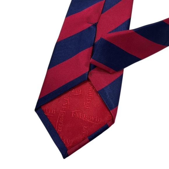 T. M. LEWIN Blue/Red Striped Silk DESIGNER Tie HANDMADE - Picture 6 of 6